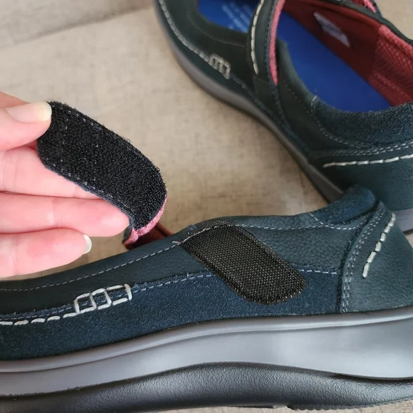 Orthfeet Blue Athens Mary Jane Leather Shoes Womes Size 9 Medium Velcro - Picture 9 of 15